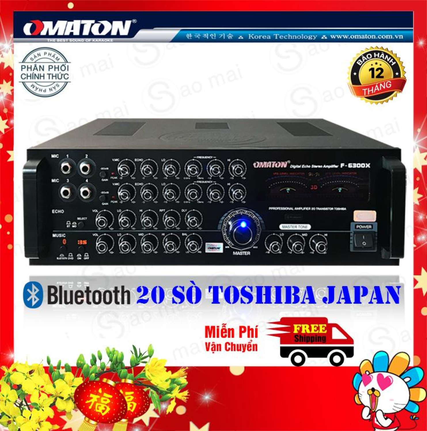 Sale Sale [Trả góp 0%]Ampli Bluetooth 20 Sò Nhật Amply Karaoke OMATON F-6300X HÀNG CAO CẤP