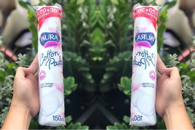 [HCM]BÔNG TẨY TRANG 100% COTTON AURA 150 miếng