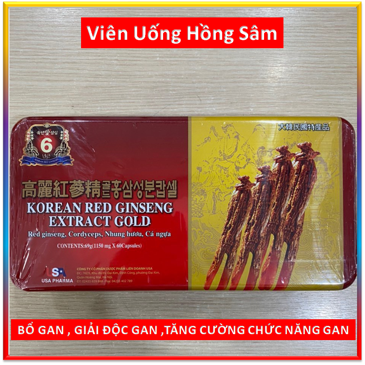 [Qùa Biếu Tết Sang Trọng] Viên Đạm Hồng Sâm Korean Red ginseng   Gold - Hộp 60 Viên Nang Mềm Bồi Bổ Sức Khỏe