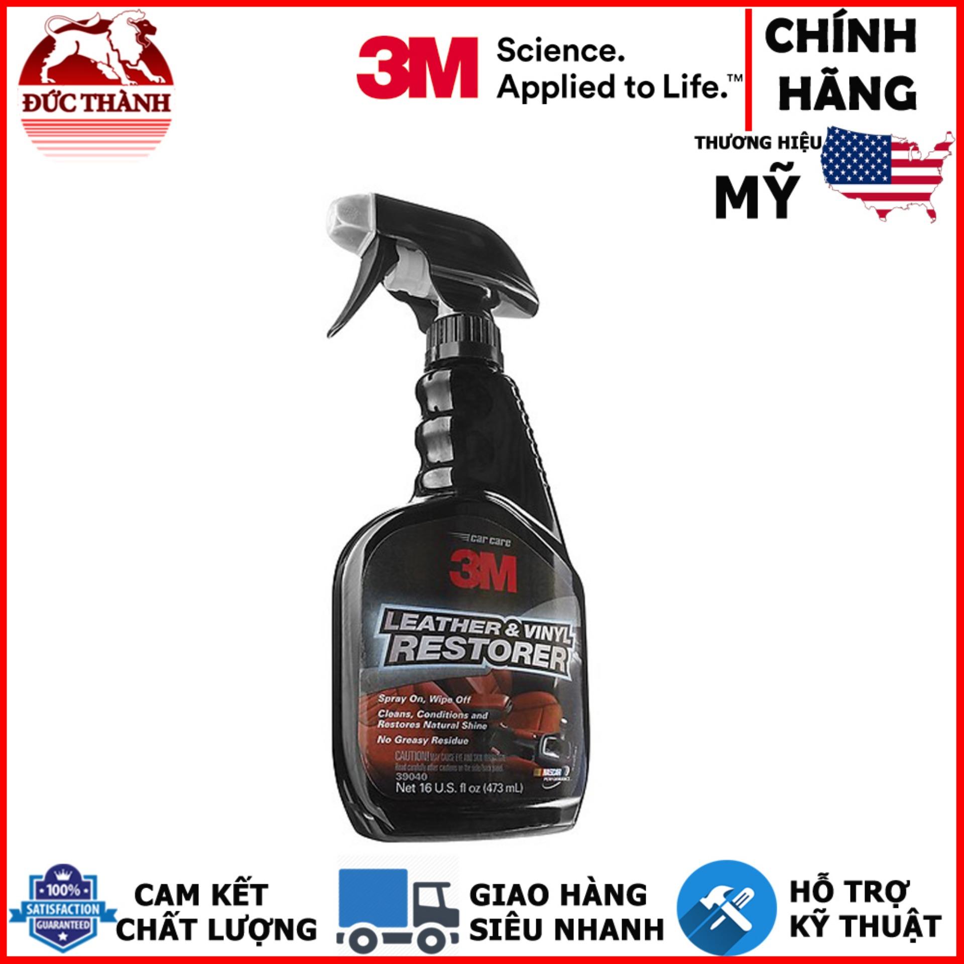 Chai xịt chăm sóc da, nội thất ô tô - 3M Leather & Vinyl Restorer PN39040 473ml (Đen)