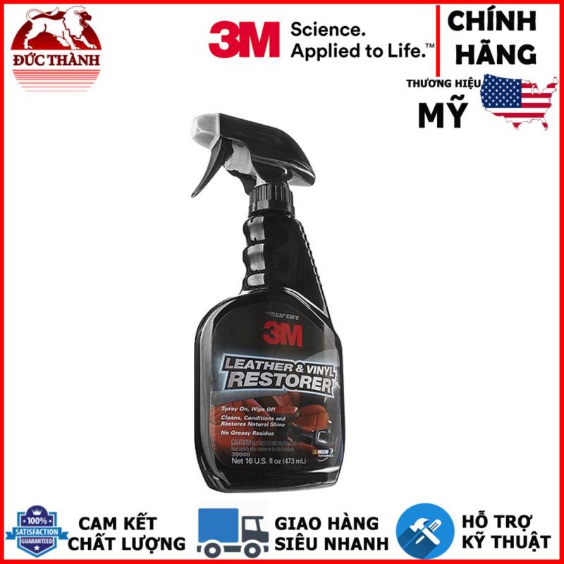 Chai xịt chăm sóc da, nội thất ô tô - 3M Leather & Vinyl Restorer PN39040 473ml (Đen)