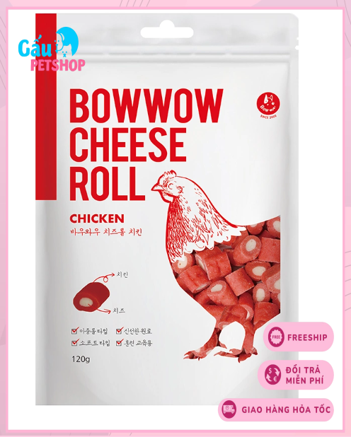 Bánh thưởng phô mai cuộn Bowwow cho chó 120g