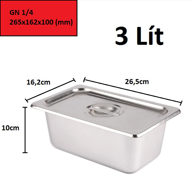 Combo 5 Khay Inox Đựng Thạch Topping Đựng Thực Phẩm GN 1/4