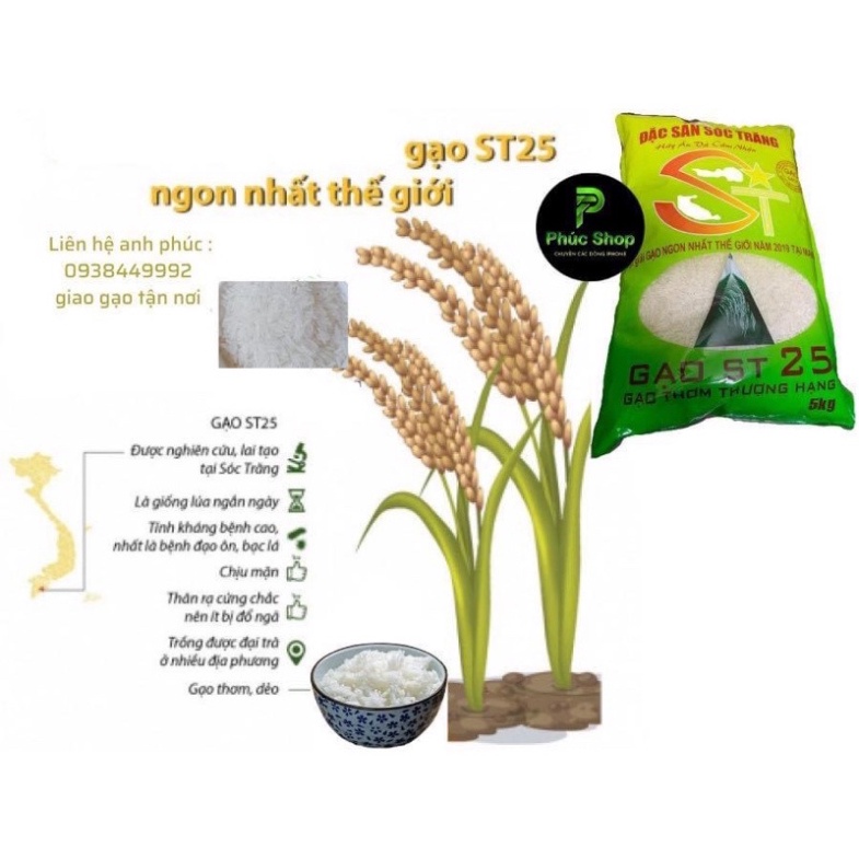 Gạo ST25 (Bao 5 ký Gạo Thơm Cao Cấp )
