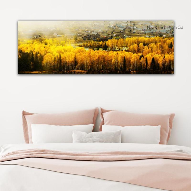 Tranh canvas 40x120cm phong cảnh đồng quê - khung hình phạm gia PGTK96