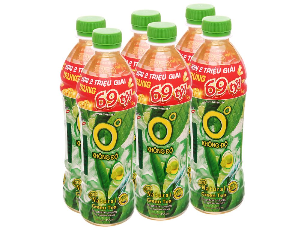 [Lốc 6] Chai Nước Trà Xanh Không Độ 455ml