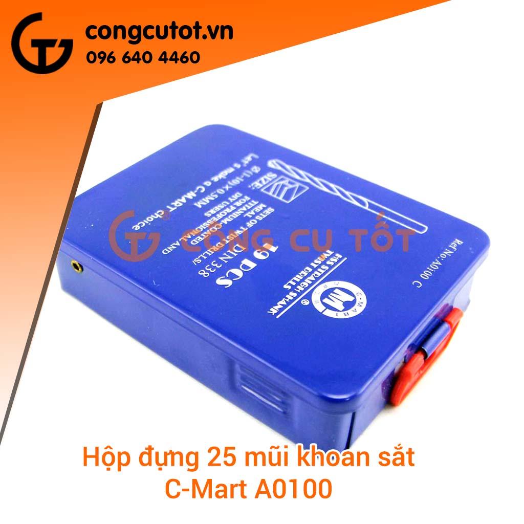 Bộ 19 mũi khoan sắt phủ titanium1-10MM A0100C C-Mart