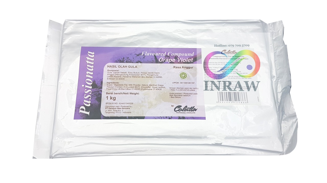 Socola Màu Thanh 1kg - Tím Nho (Flavoured Compound Grap Violet Chocolate)