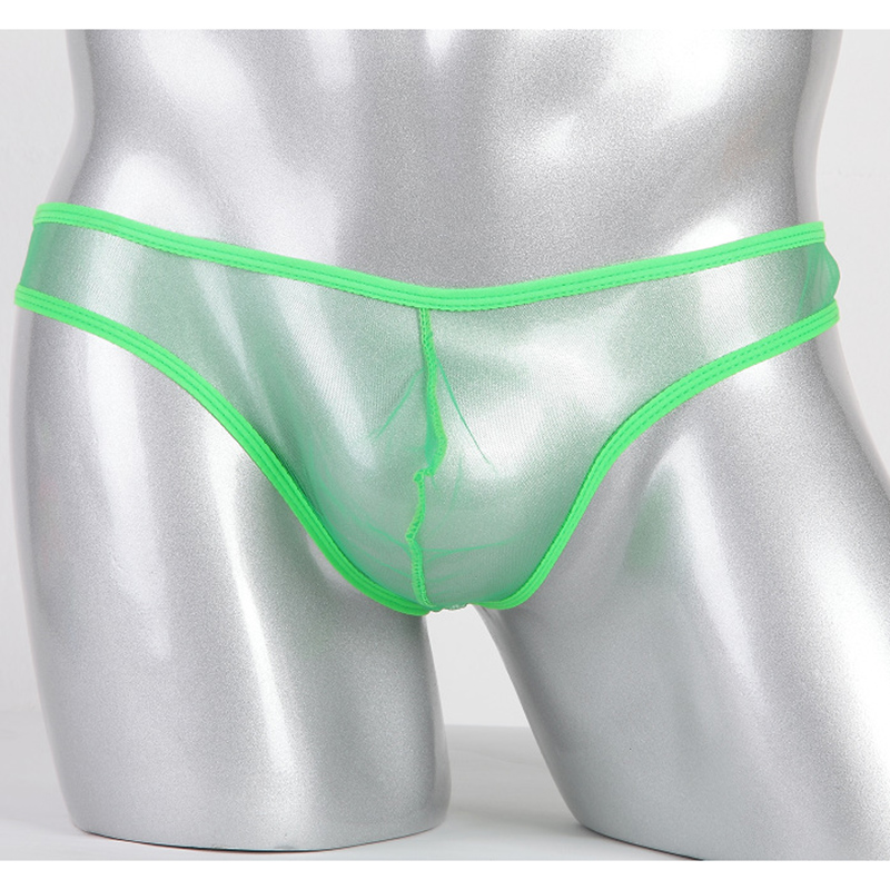 MomLove Men's Sexy Low Waist Ultra-thin Mesh Transparent Underwear Large Size Briefs