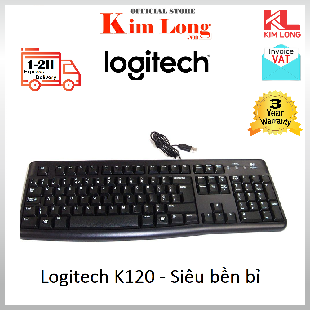 Bàn phím máy tính Logitech K120 có dây - Bảo hành 3 năm chính hãng