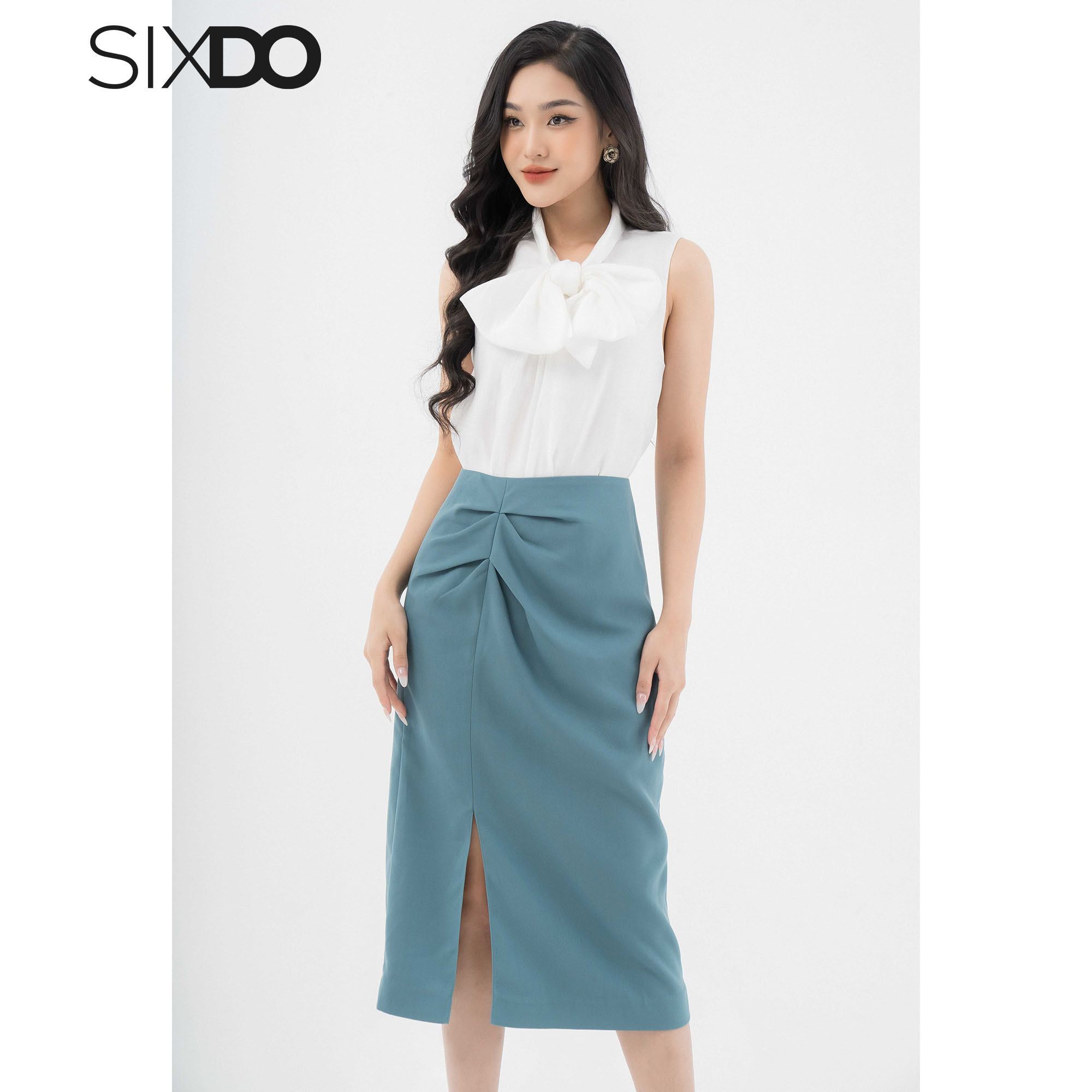 Chân váy nhúm eo xẻ tà SIXDO
