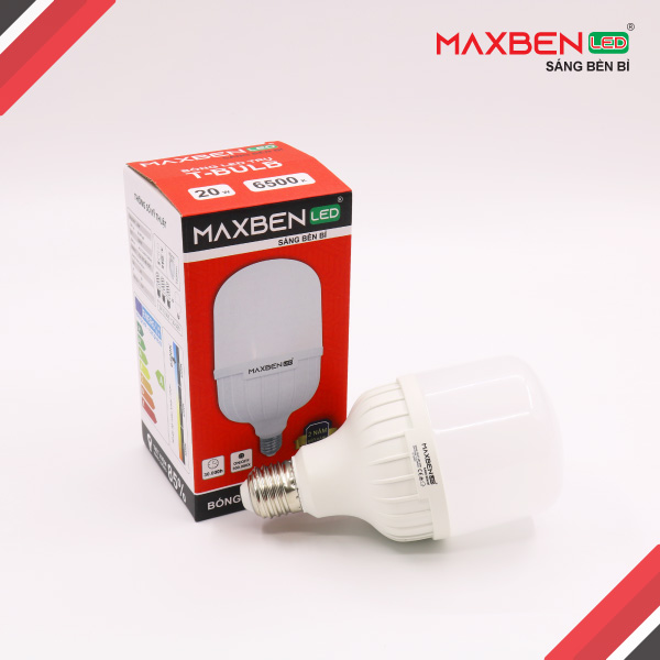 Bóng đèn led trụ 50W 20W Maxben bảo hành 2 năm, bóng đèn led trụ Maxben đui xoáy ánh sáng trắng ánh sáng vàng