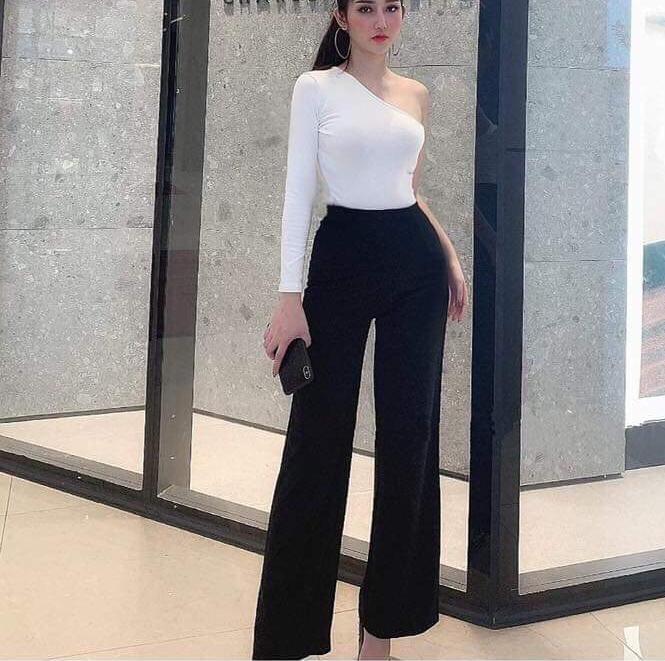 sét áo lệch vai cách điệu quần suông