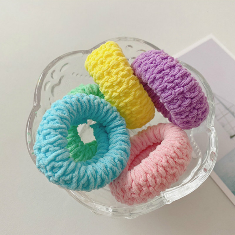 Cột tóc thun mềm màu dạ quang - Set 05 thun
