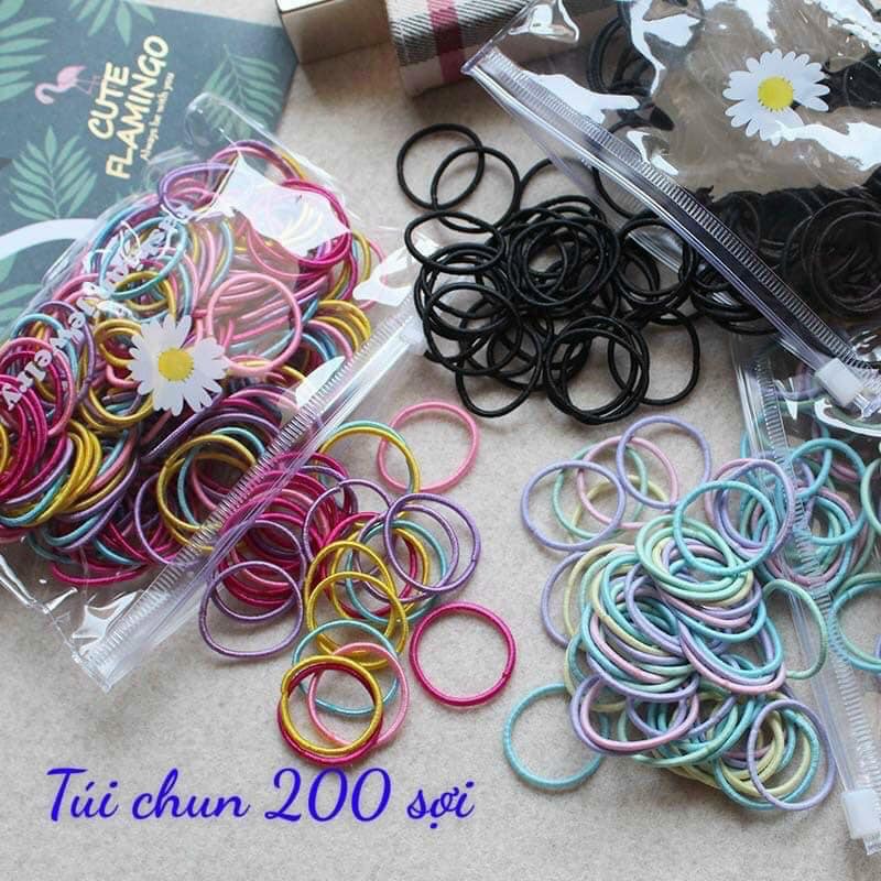 Gói 200 dây chun buộc tóc túi zip