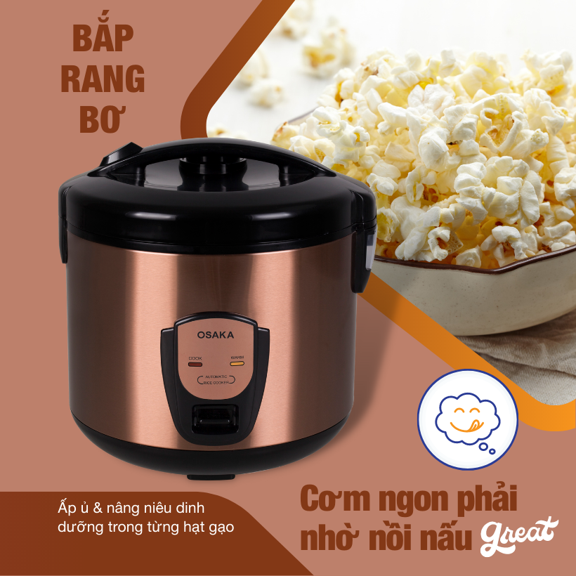 Nồi cơm điện OSAKA RC318P 1.8L (Nâu Đồng)