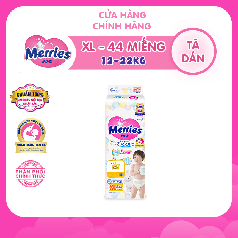 Tã/bỉm dán Merries size XL - 44 miếng