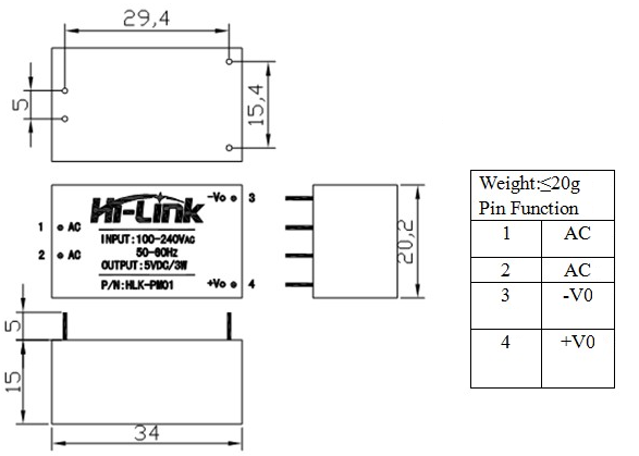 Module Nguồn AC-DC Hi-Link HLK-PM01 5VDC 3W