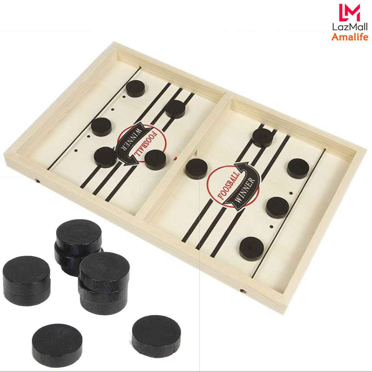Bộ Cờ Búng Bàn Đấu Ice Hockey Bằng Gỗ - Chọn Size -  Foosball Winner, Sling Puck - Bắn Bi Gỗ Xuyên Lỗ Chính Hãng Amalife