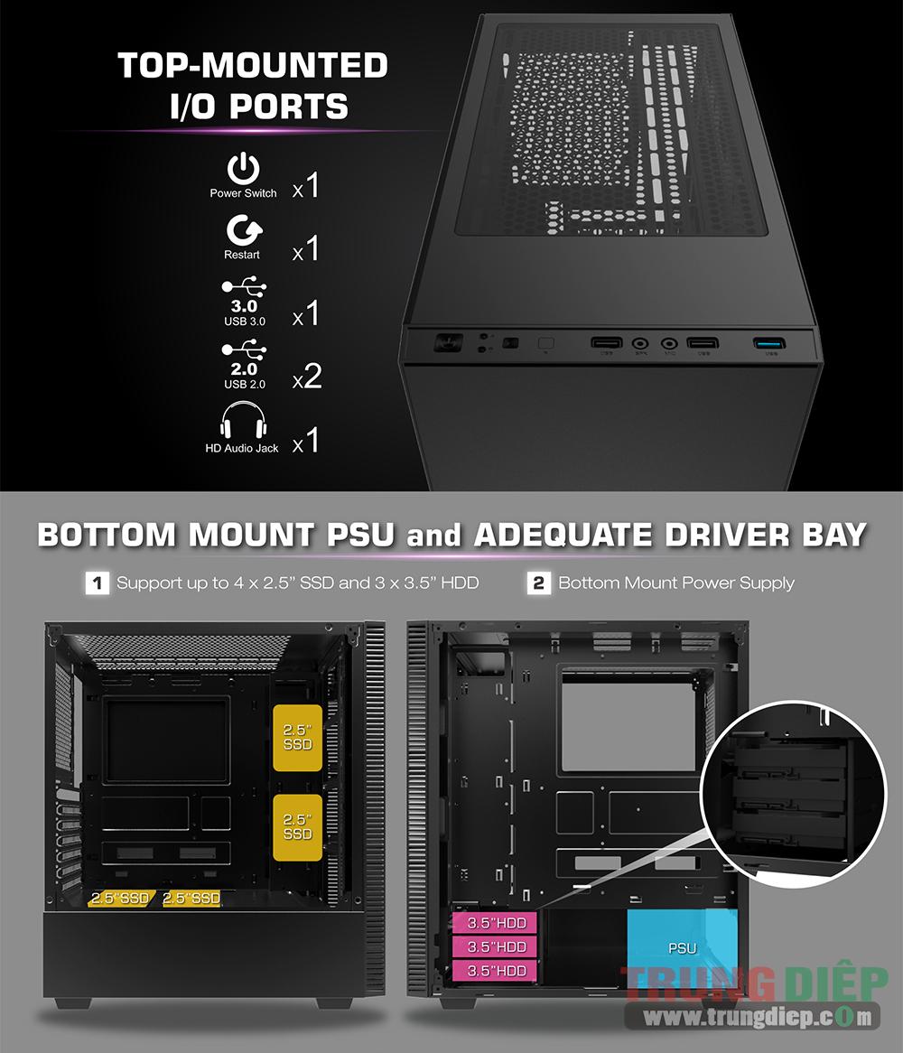 Vỏ máy tính (Case) Gaming Xigmatek IRIS EN42227 (No fan)