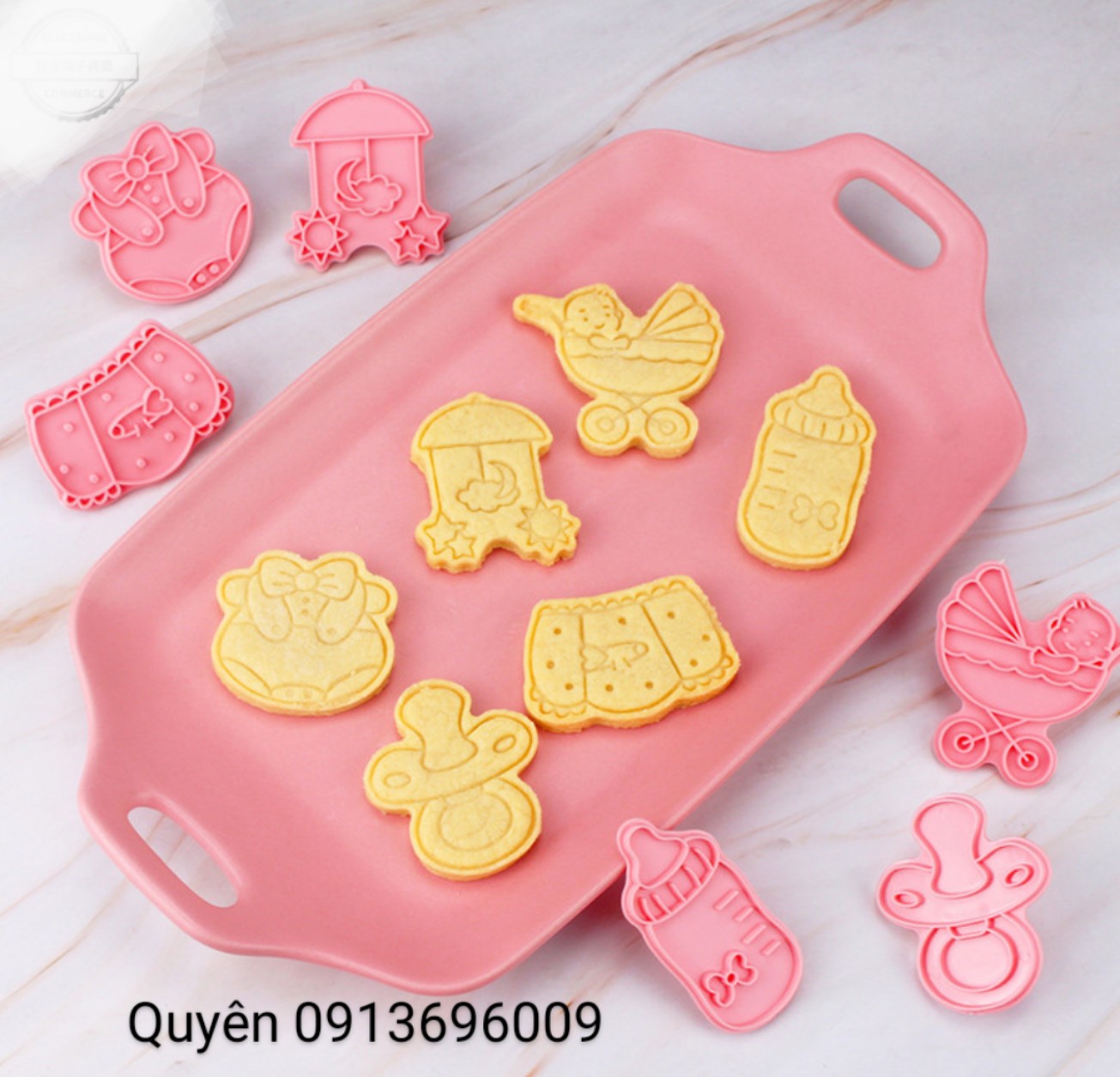 Album Bộ 6 -8 khuôn bánh quy bánh qui cookies cookie 3D bằng nhựa - Bí đỏ shop nguyên liệu dụng cụ làm bánh