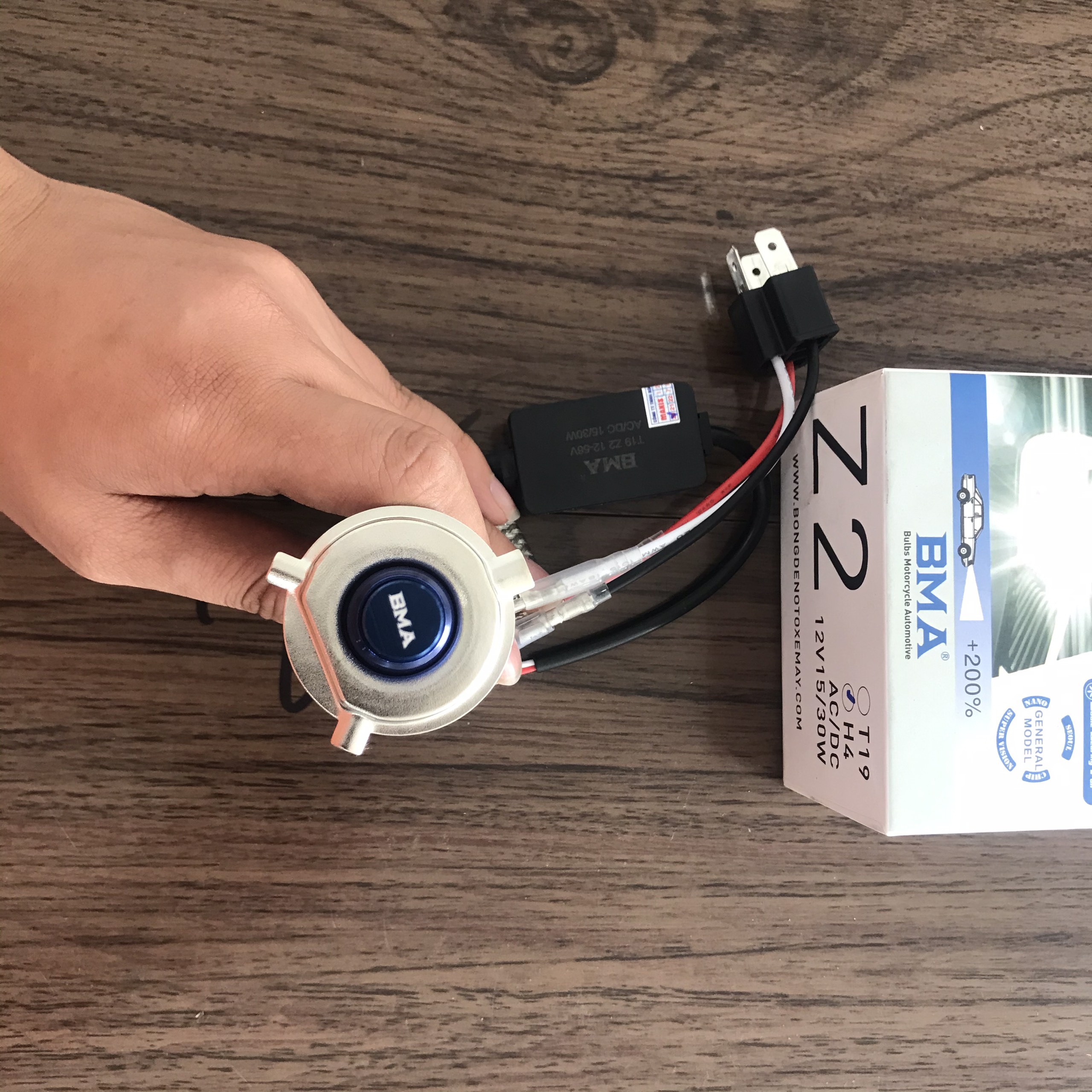 Đèn pha Led BMA Z2, 2 tim, chân T19-H4 siêu sáng