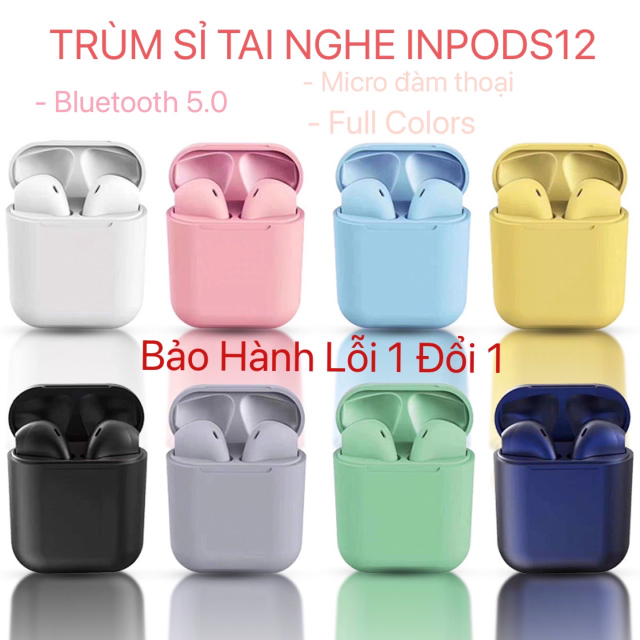 Tai nghe Bluetooth i12  Tai Nghe i12 Không Dây Inpods 12 TWS 5.0 Phiên Bản Quốc Tế