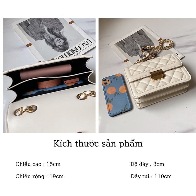 Túi xách nữ túi đeo chéo phối dây xích đan da Túi nữ công sở họa tiết kẻ ô trám cực xinh TX218 - MINTT68