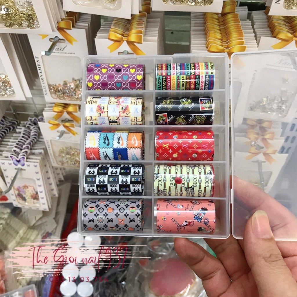 Foil báo dán móng, foil nail họa tiết báo, foil thương hiệu, foil hoa - tgn937
