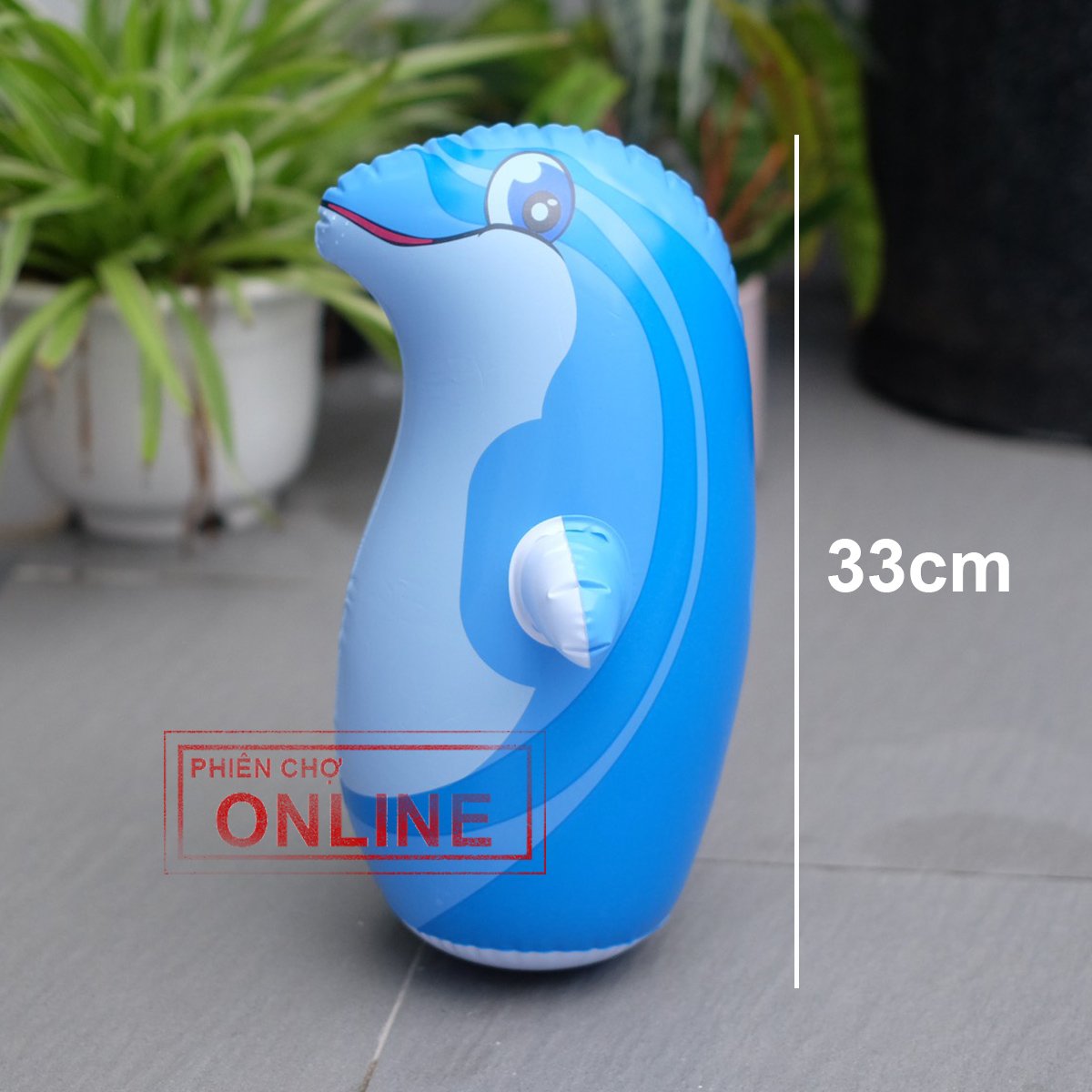 Lật Đật Bơm Hơi 33cm, Đồ Chơi Bơm Hơi Hình Con Vật (Có Túi Cát)