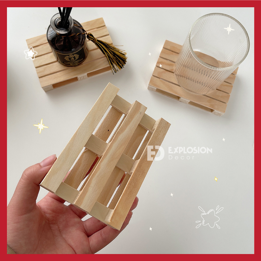 MIẾNG GỖ PALLET LÓT LY TRANG TRÍ CHỤP HÌNH