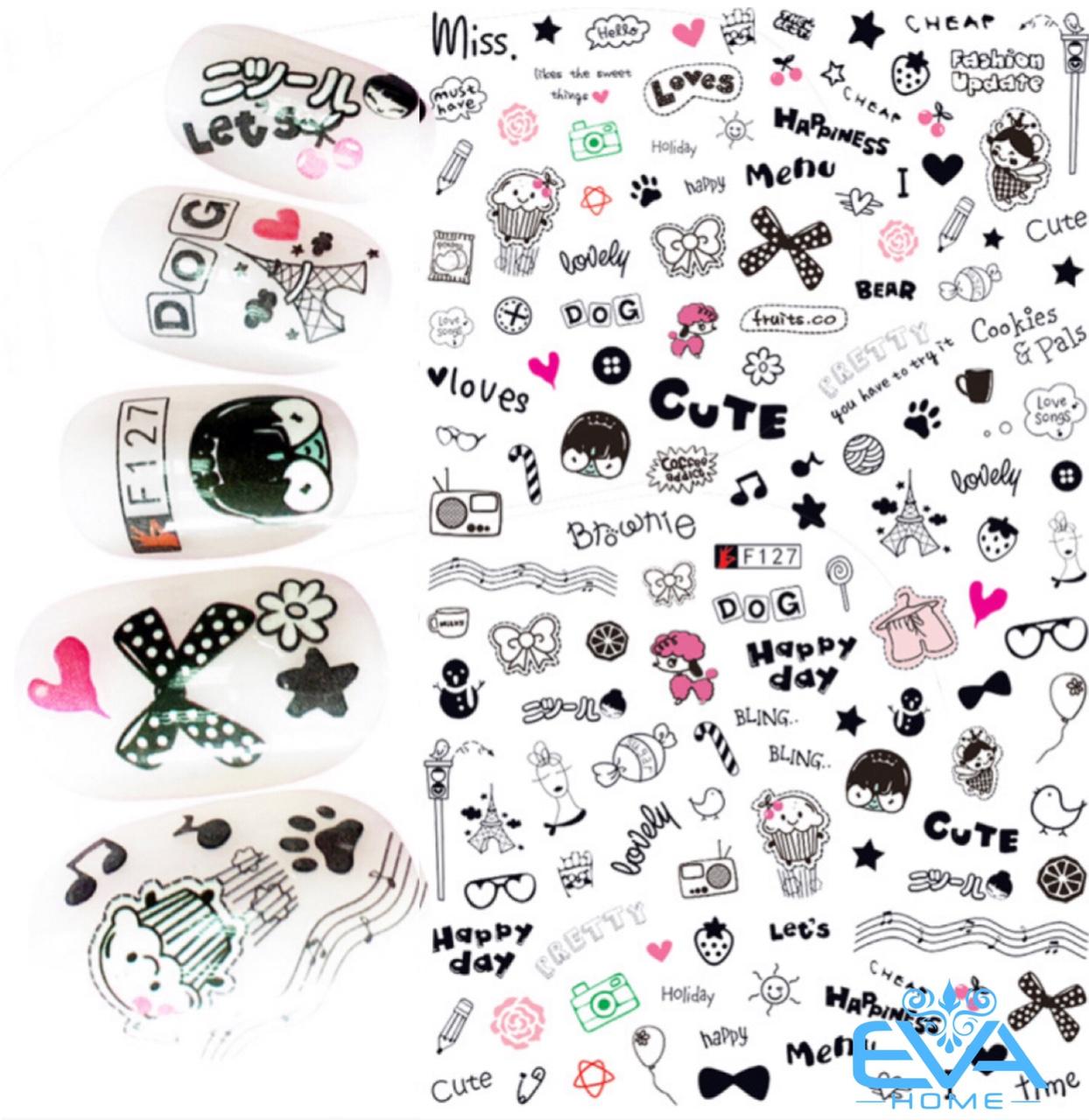 [HCM]Miếng Dán Móng Tay 3D Nail Sticker Hoạt Hình F127