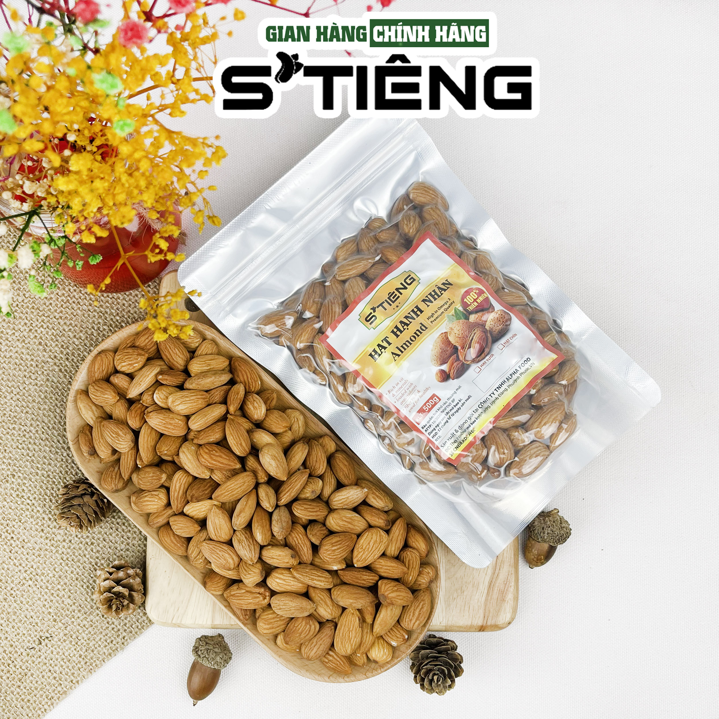 Hạt Hạnh Nhân Tươi STIÊNG Làm Sữa Làm Bánh
