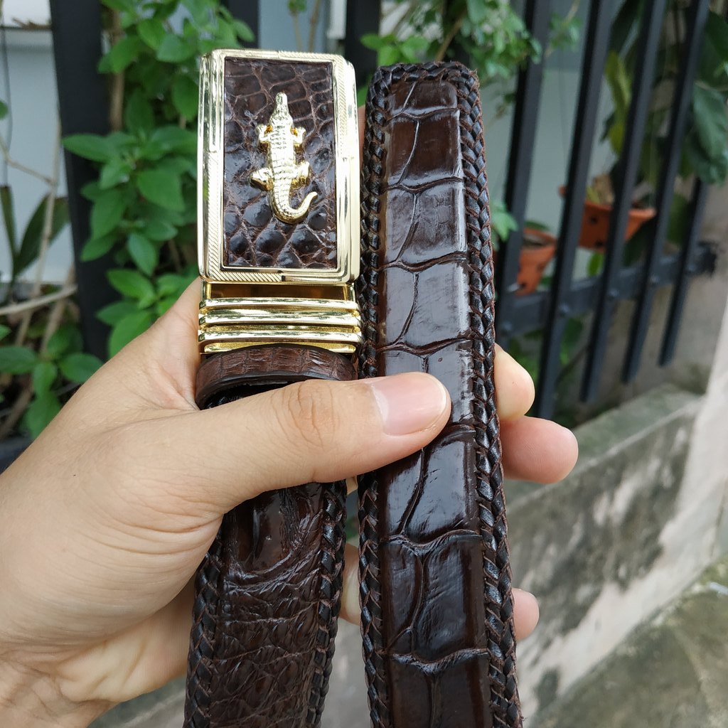 [FREE SHIP] Thắt Lưng Nam Da Cá Sấu [DÂY LIỀN ĐAN VIỀN THỦ CÔNG RẤT ĐẸP]