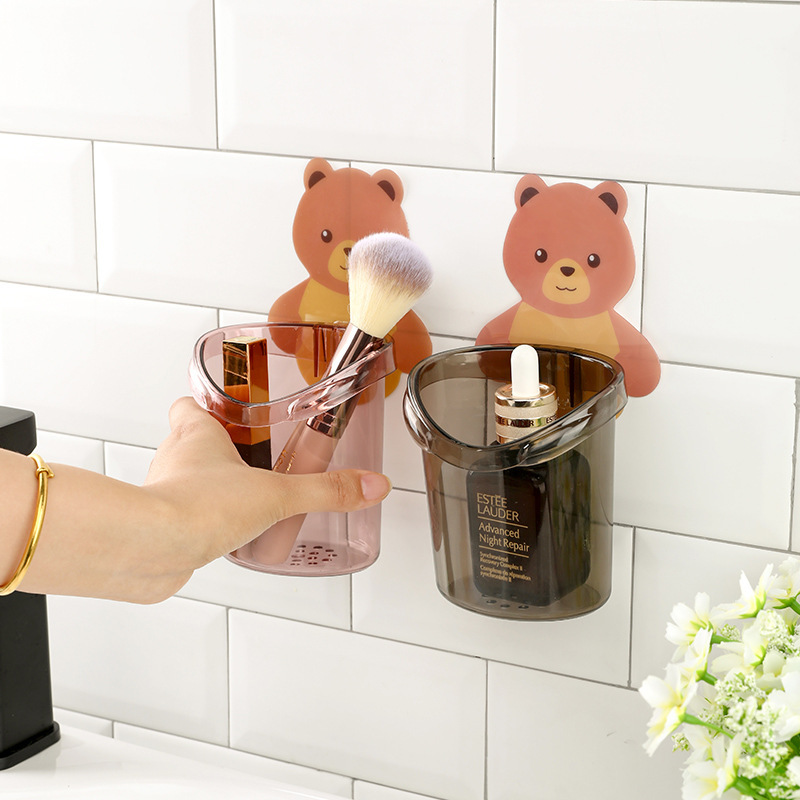 Brown bear wall mounted Cup for toothbrush, toothpaste, Shavers & More, bathroom supplies