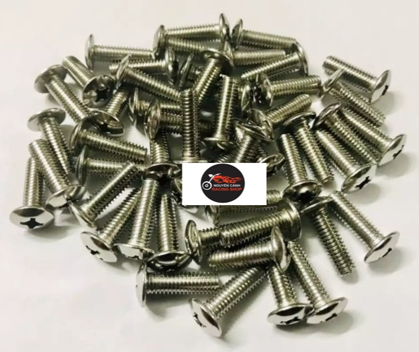 50 con ốc Inox 6li 2 phân răng nhiễn đầu lục giác