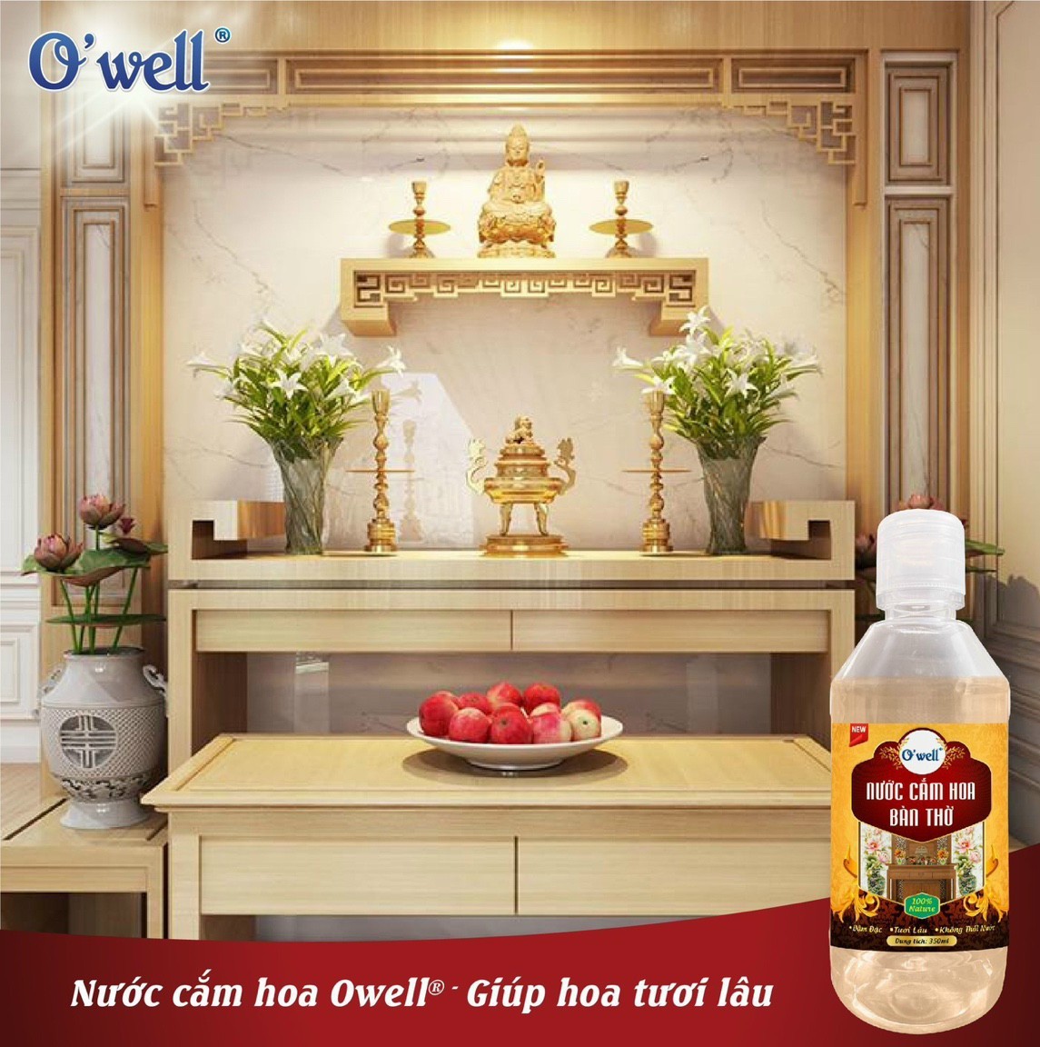 Nước cắm hoa tươi lâu O'Well chai 350ml