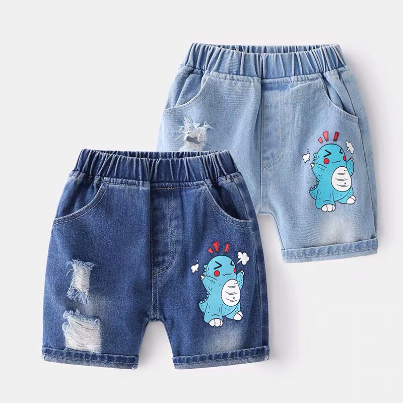 Quần jean đùi khủng long cho bé trai bé gái từ 8kg-25kg FA940