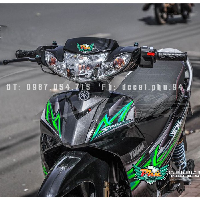 Tem rời Sirius Spark nano xe đen phối xanh lá 2