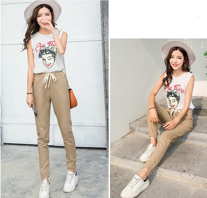 [HCM]Quần baggy kaki nữ ống suôn lưng thun cực hot