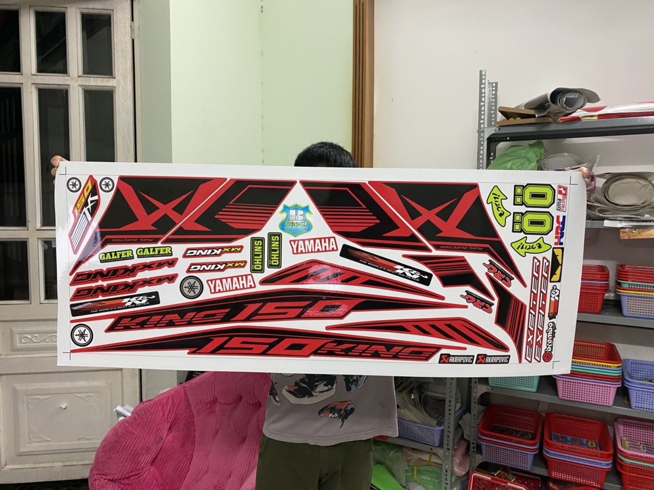 TEM RỜI EXCITER 150 MXKING DÁN XE ĐỎ