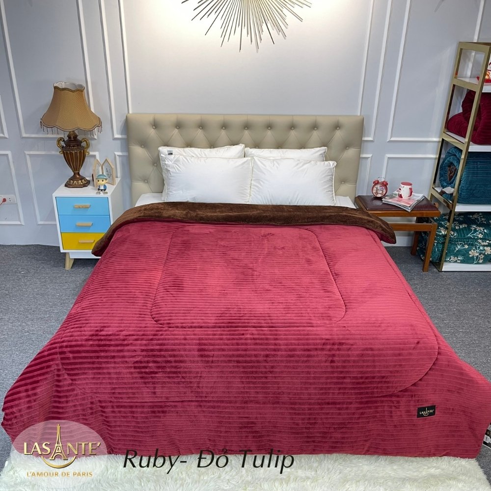 Chăn lông cừu êm ái ấm áp chính hãng Lasante Pháp - Ruby