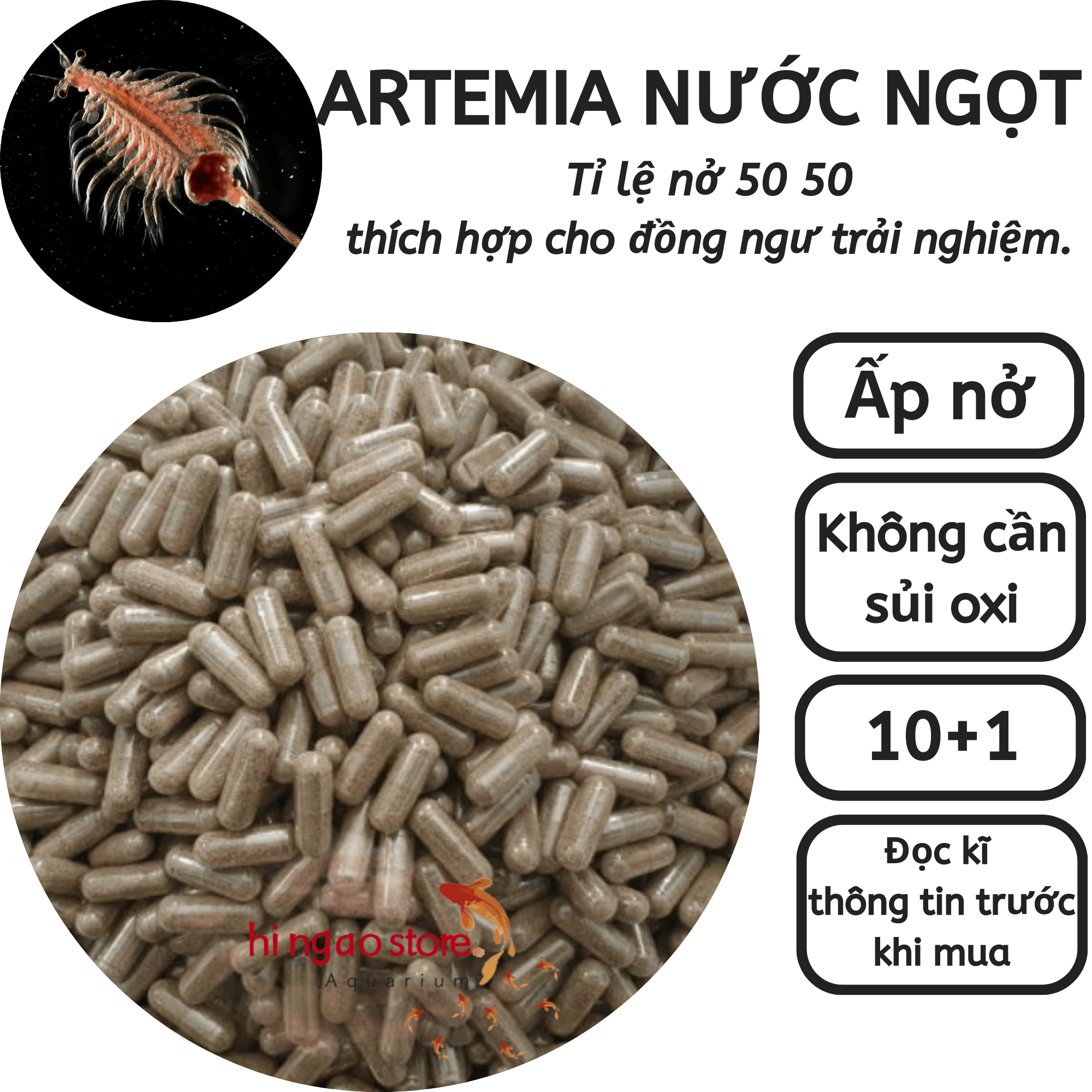 [10 TẶNG 1] Viên Artemia Nước Ngọt - Thức ăn cá cảnh | Hingaostore.
