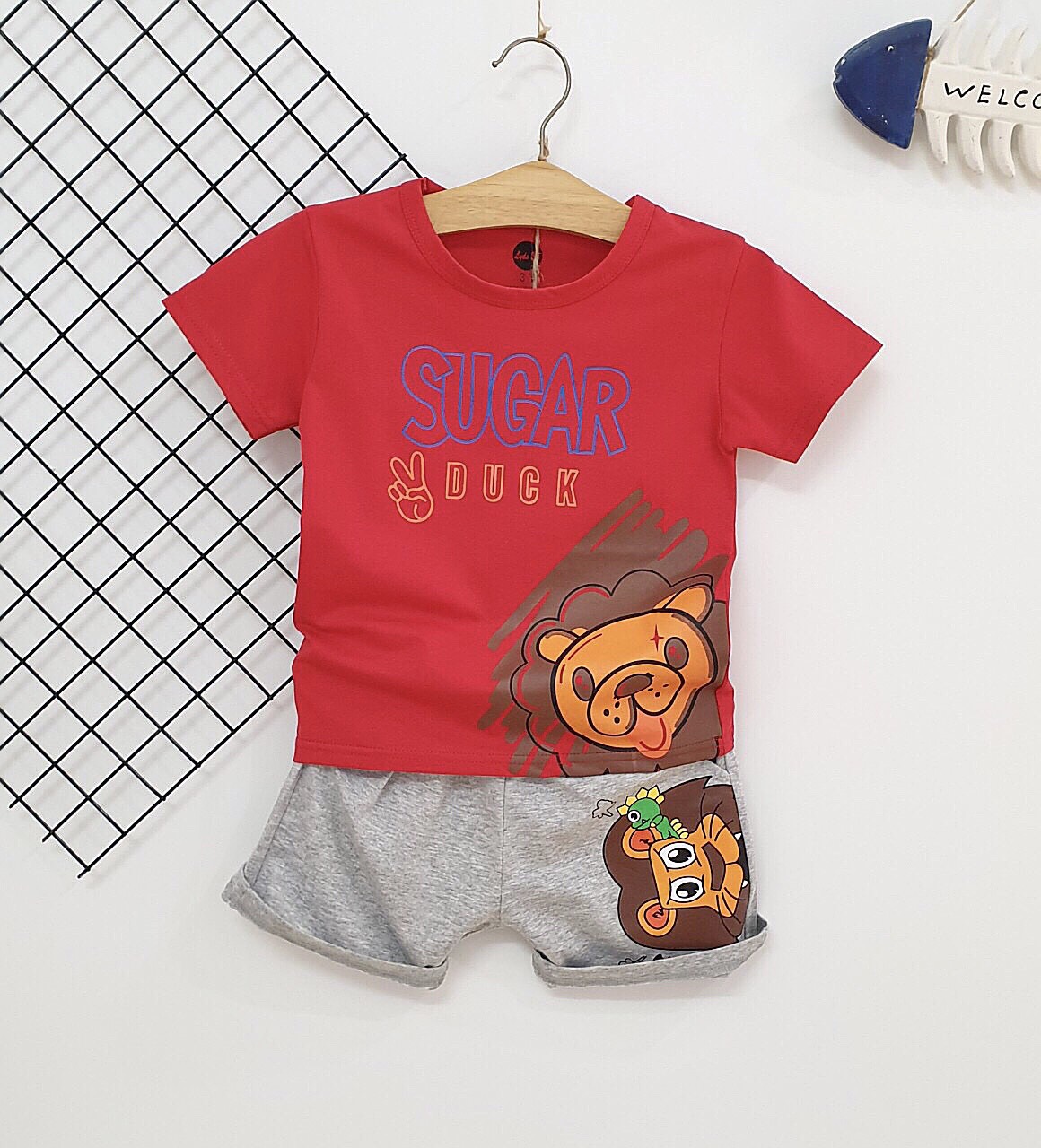 [SIZE NHÍ]SÉT BỘ THUN MẶC NHÀ BÉ TRAI SƯ TỬ