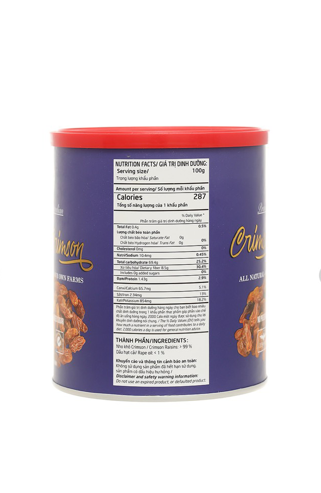 [HCM]Nho khô nhập khẩu Úc - CRIMSON lon 425 gr