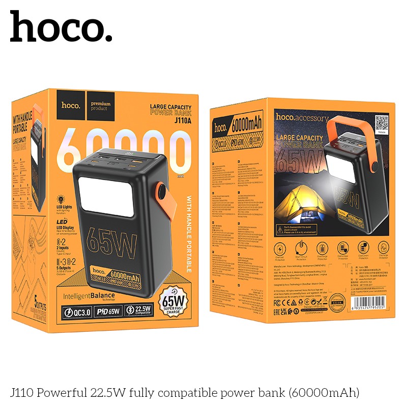 Pin Dự Phòng Baseus 30000mAh Sạc Nhanh PD/Type-C 3.0 Công Suất Max 65W/Hoco J110A(60000mah) 65W sạc nhanh cho loa bluetooth/Laptop