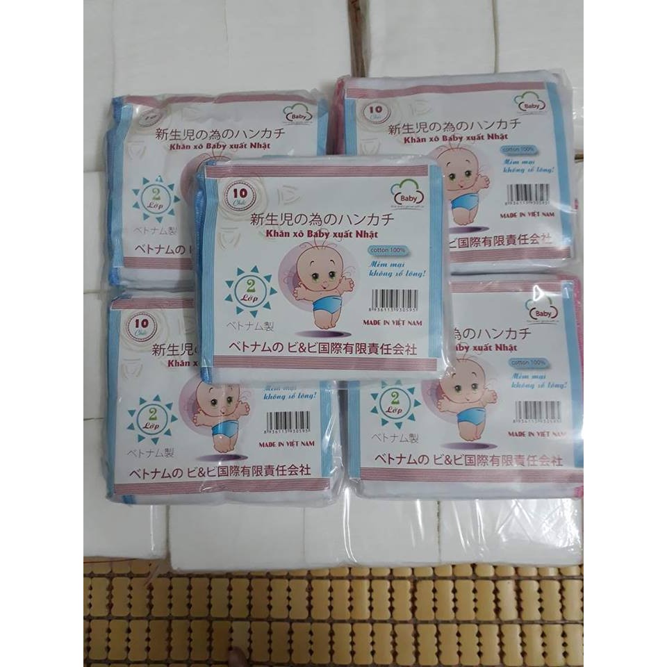 10 KHĂN XÔ SỮA 2 LỚP KIBA( TRẮNG )