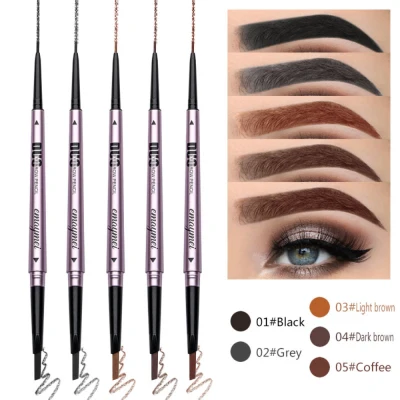 Leach【Ready Stock】 Double-headed Eyebrow Pencil Waterproof And Sweat-proof Natural Non-marking Eyebrow Pencil