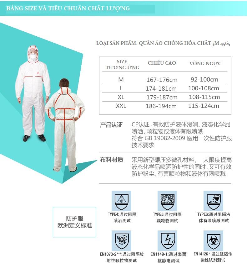 Quần áo chống hóa chất 3M _Size XL