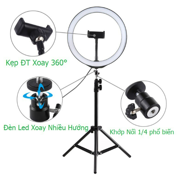 Đèn Livestream Giá Đỡ Kẹp Điện Thoại Livestream Cao 2m1 Chụp Ảnh, Quay Video